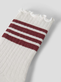 NAME IT Nkfsille Stripe Sock - Cloud Dancer Oxblood Red